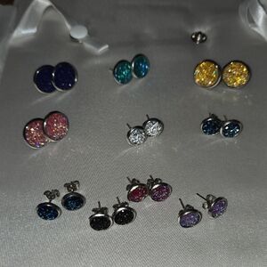 Source Unknown Multicolor Glitter Stud Earrings Set